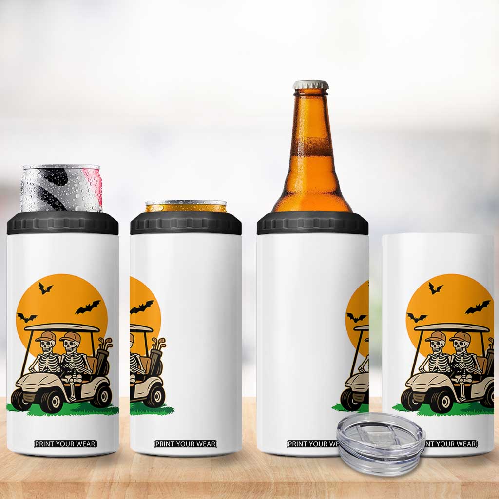 Funny Halloween Gift 4 in 1 Can Cooler Tumbler Skeleton Driving Golf Cart TS12 Print Your Wear