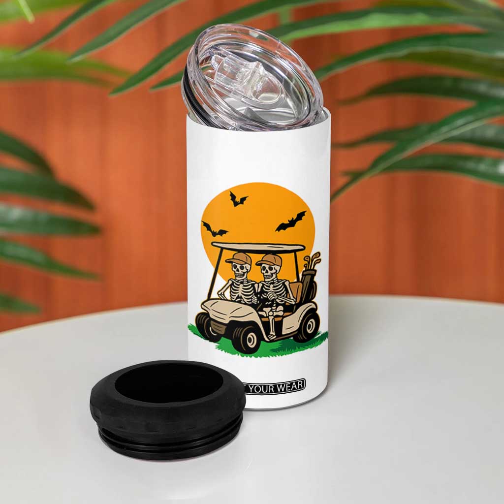 Funny Halloween Gift 4 in 1 Can Cooler Tumbler Skeleton Driving Golf Cart TS12 Print Your Wear