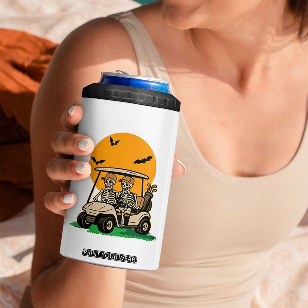Funny Halloween Gift 4 in 1 Can Cooler Tumbler Skeleton Driving Golf Cart TS12 Print Your Wear