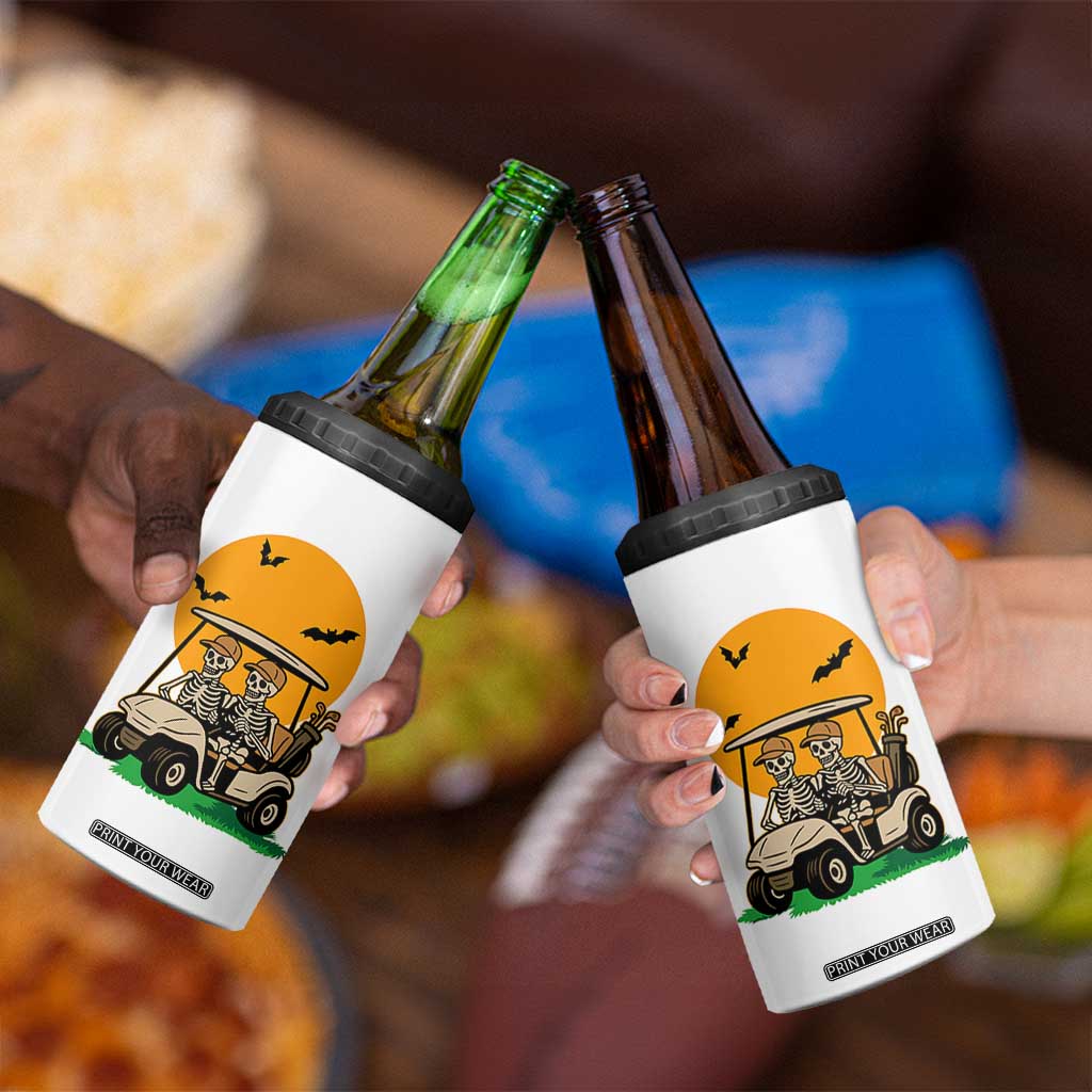 Funny Halloween Gift 4 in 1 Can Cooler Tumbler Skeleton Driving Golf Cart TS12 Print Your Wear