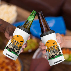 Funny Halloween Gift 4 in 1 Can Cooler Tumbler Skeleton Driving Golf Cart TS12 Print Your Wear