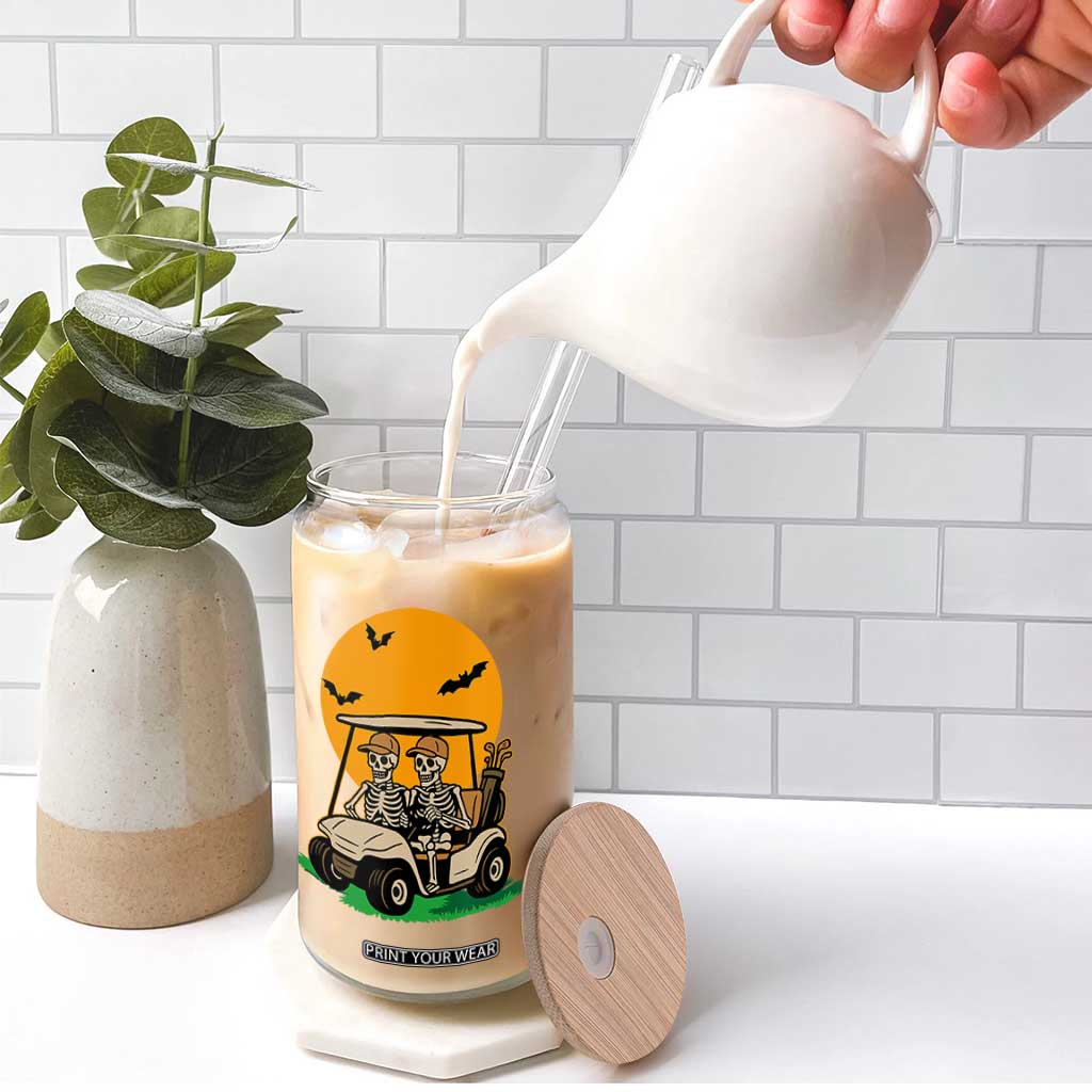 Funny Halloween Gift Glass Can Skeleton Driving Golf Cart TS12 Print Your Wear