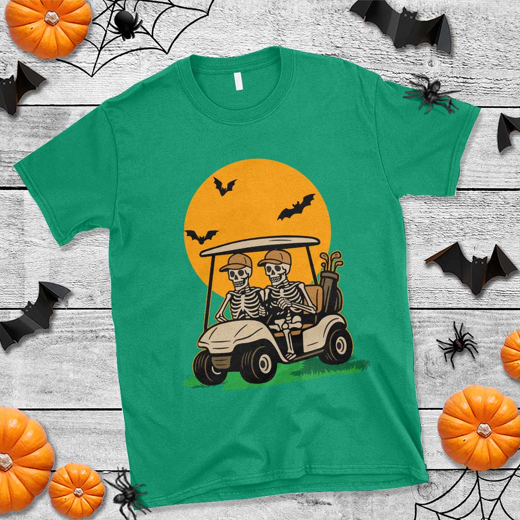 Funny Halloween Gift T Shirt Skeleton Driving Golf Cart TS12 Irish Green Print Your Wear