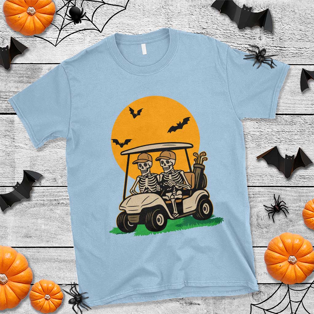 Funny Halloween Gift T Shirt Skeleton Driving Golf Cart TS12 Light Blue Print Your Wear