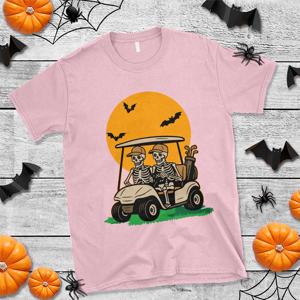 Funny Halloween Gift T Shirt Skeleton Driving Golf Cart TS12 Light Pink Print Your Wear