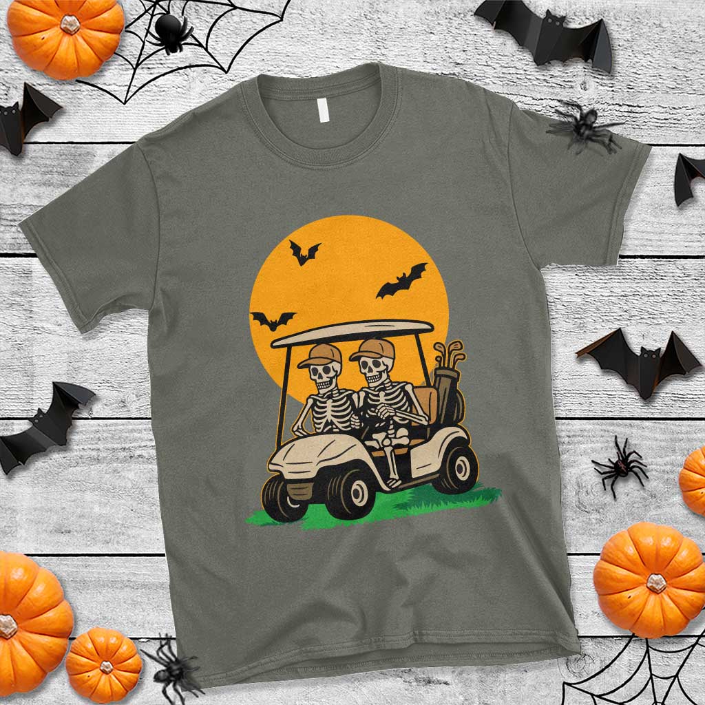 Funny Halloween Gift T Shirt Skeleton Driving Golf Cart TS12 Military Green Print Your Wear