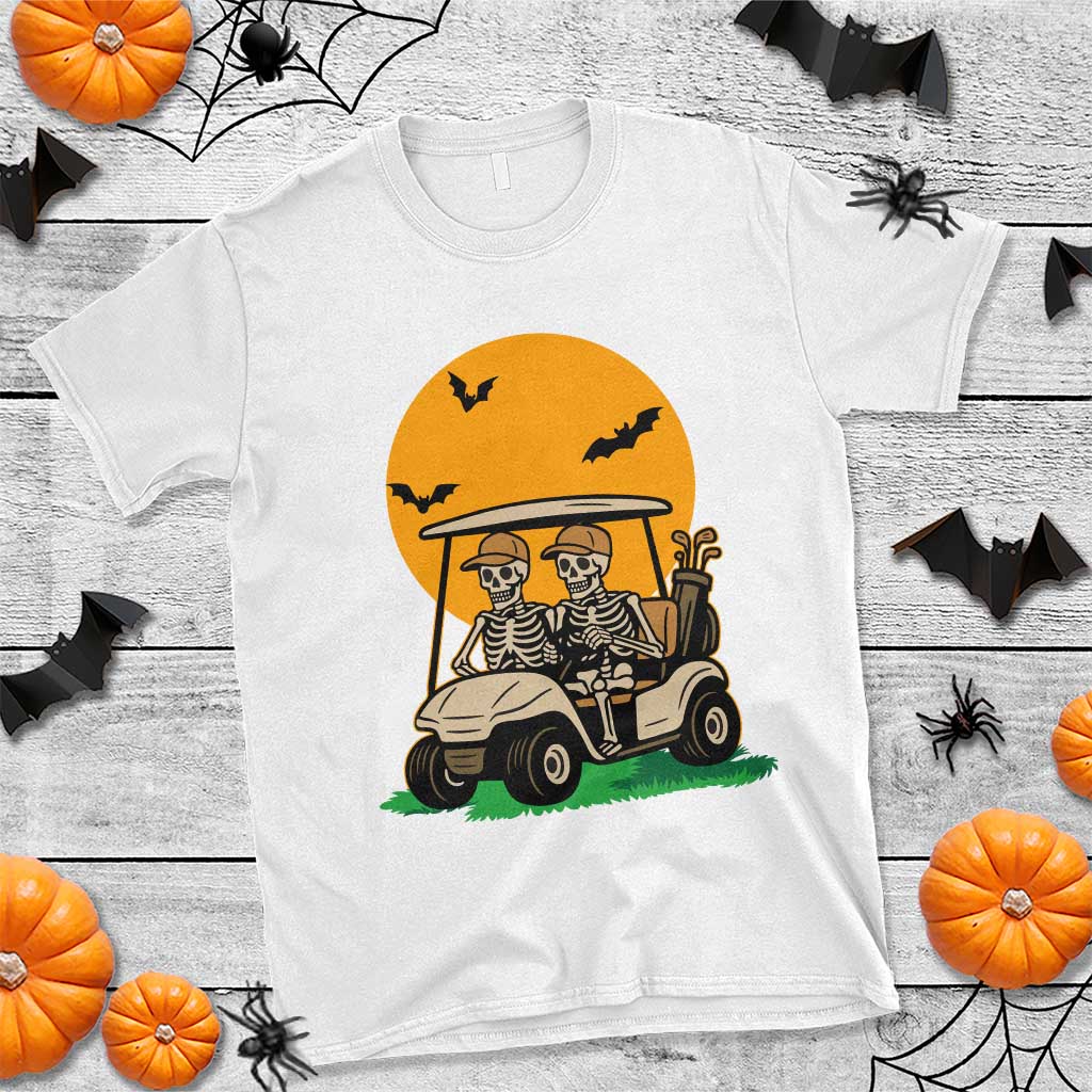 Funny Halloween Gift T Shirt Skeleton Driving Golf Cart TS12 White Print Your Wear
