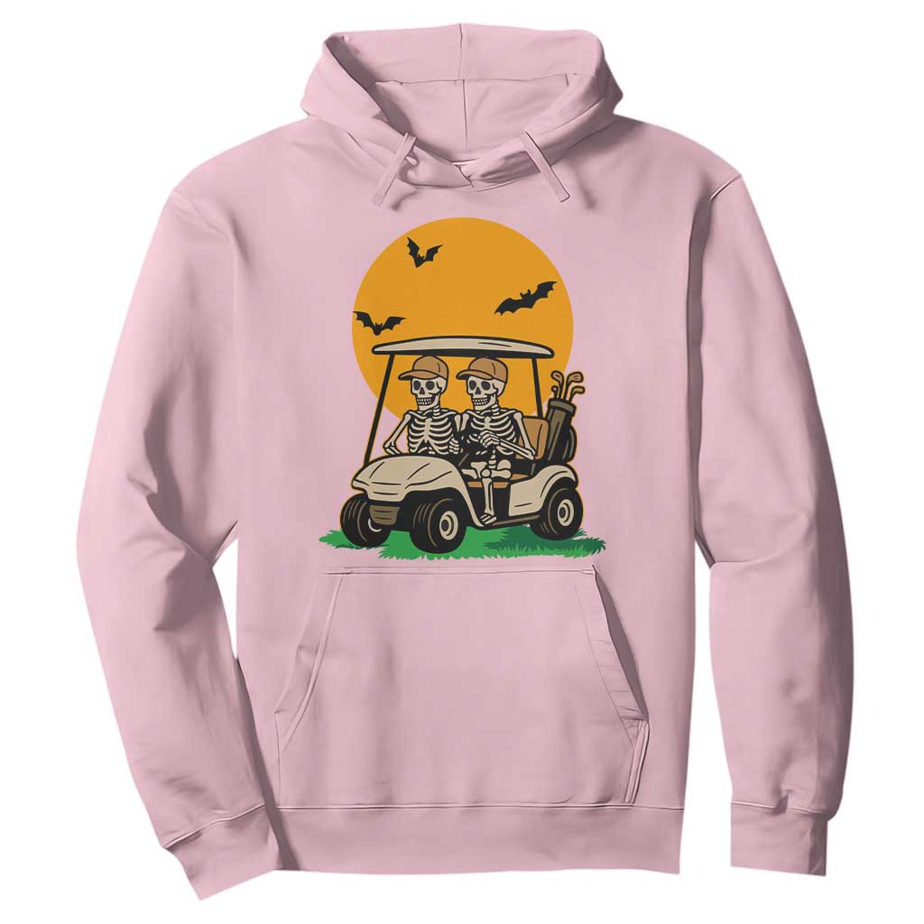 Funny Halloween Gift Hoodie Skeleton Driving Golf Cart TS12 Light Pink Print Your Wear
