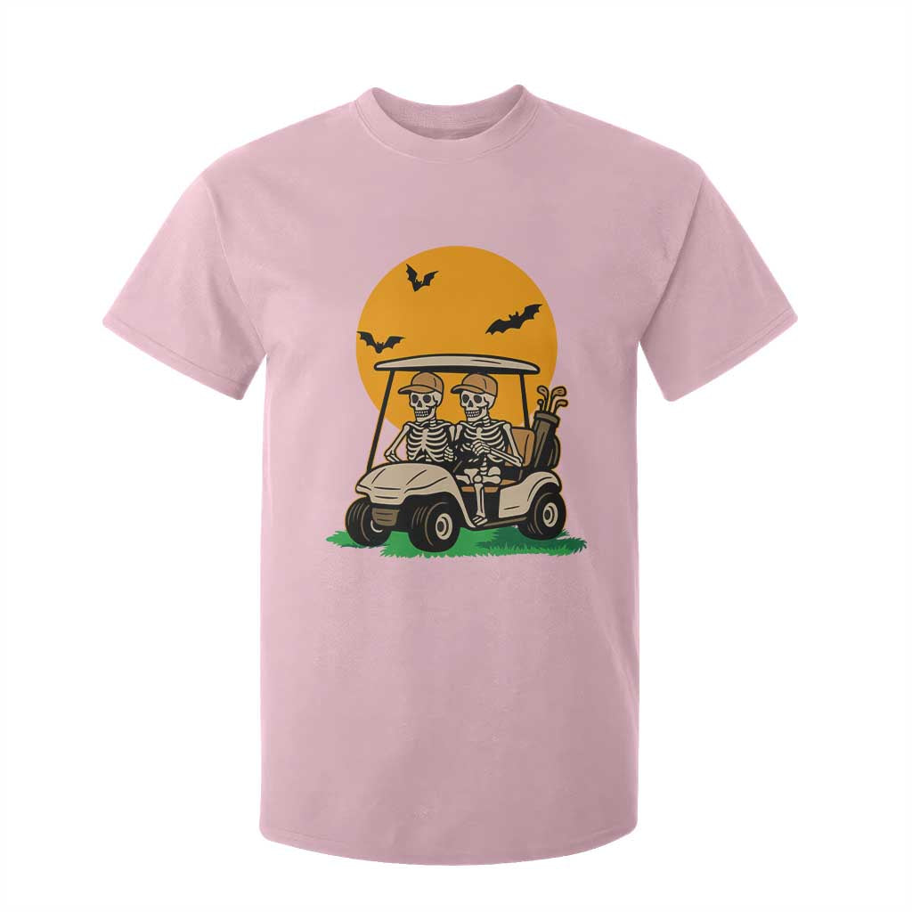Funny Halloween Gift T Shirt For Kid Skeleton Driving Golf Cart TS12 Light Pink Print Your Wear