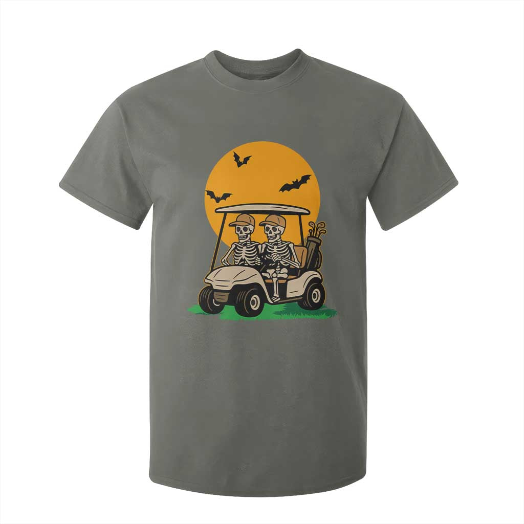 Funny Halloween Gift T Shirt For Kid Skeleton Driving Golf Cart TS12 Military Green Print Your Wear