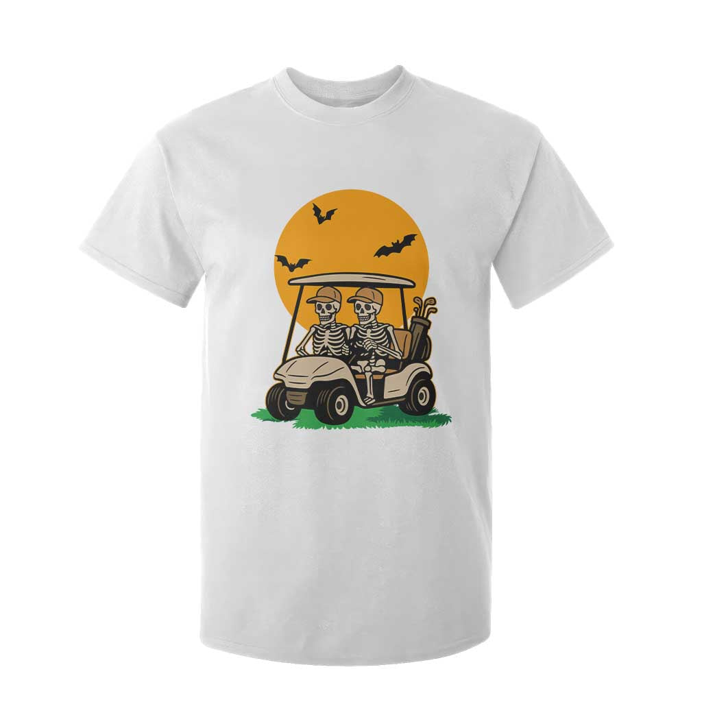 Funny Halloween Gift T Shirt For Kid Skeleton Driving Golf Cart TS12 White Print Your Wear