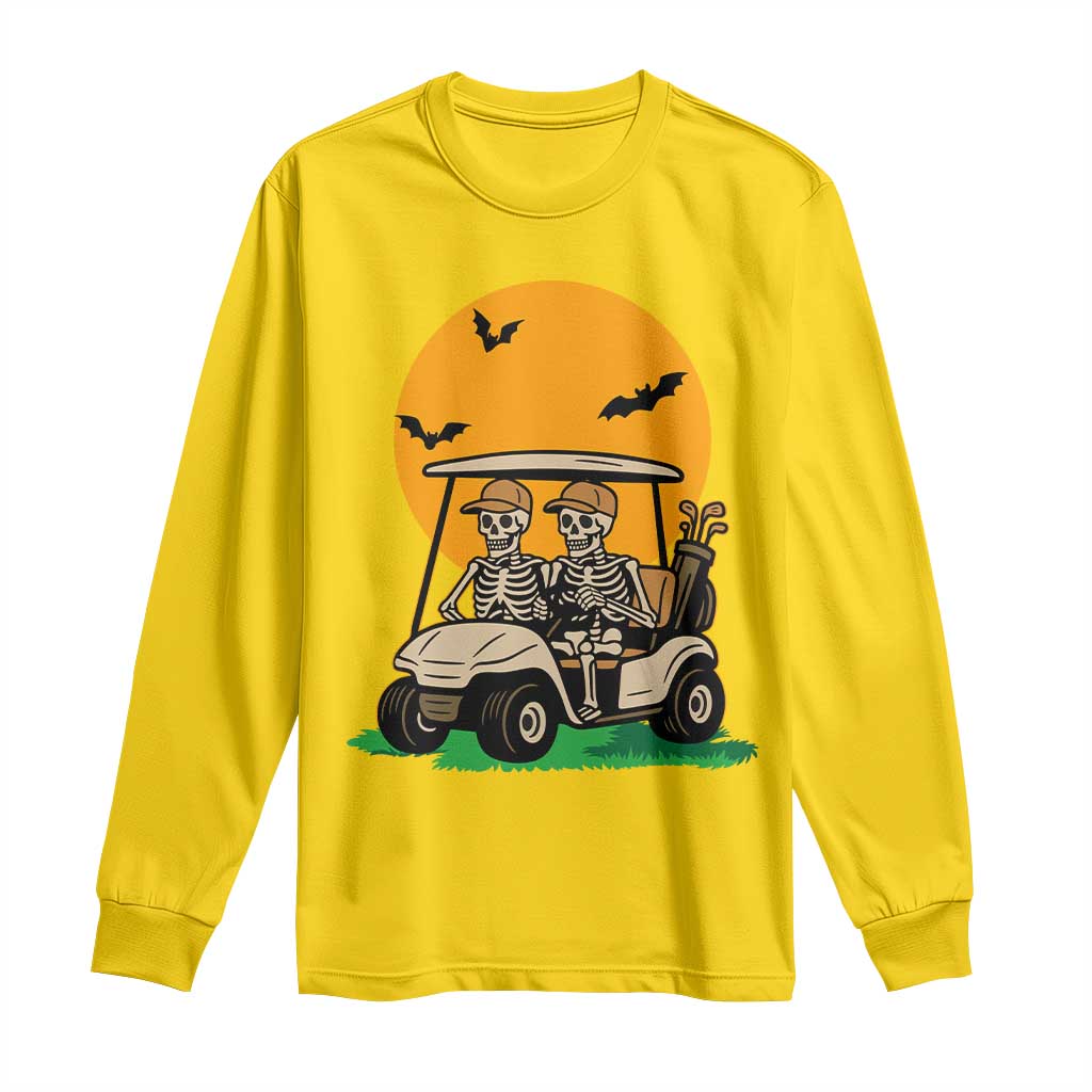 Funny Halloween Gift Long Sleeve Shirt Skeleton Driving Golf Cart TS12 Daisy Print Your Wear