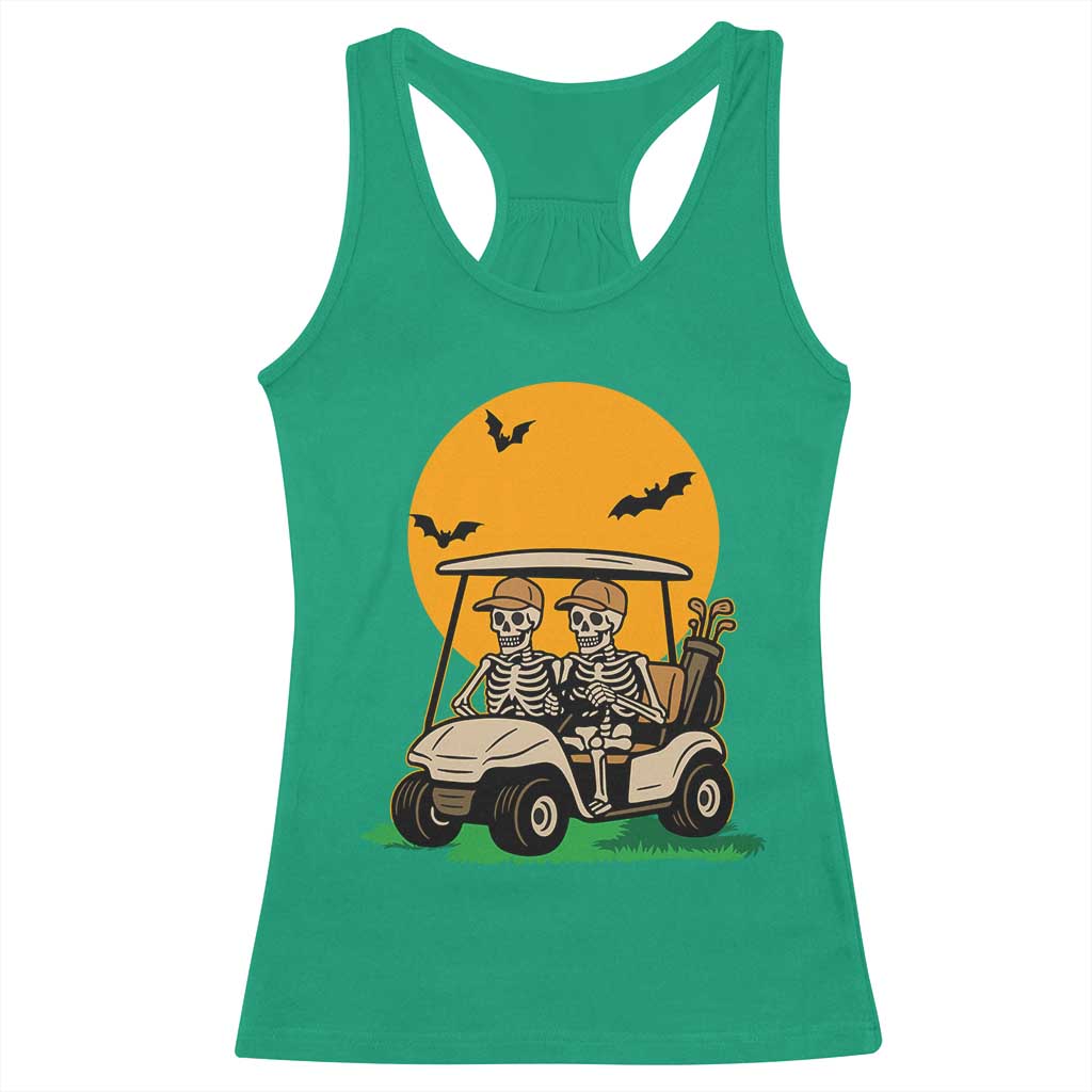 Funny Halloween Gift Racerback Tank Top Skeleton Driving Golf Cart TS12 Irish Green Print Your Wear