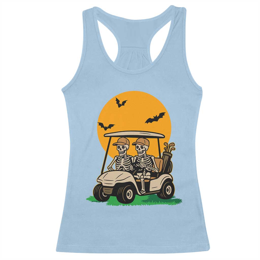 Funny Halloween Gift Racerback Tank Top Skeleton Driving Golf Cart TS12 Light Blue Print Your Wear