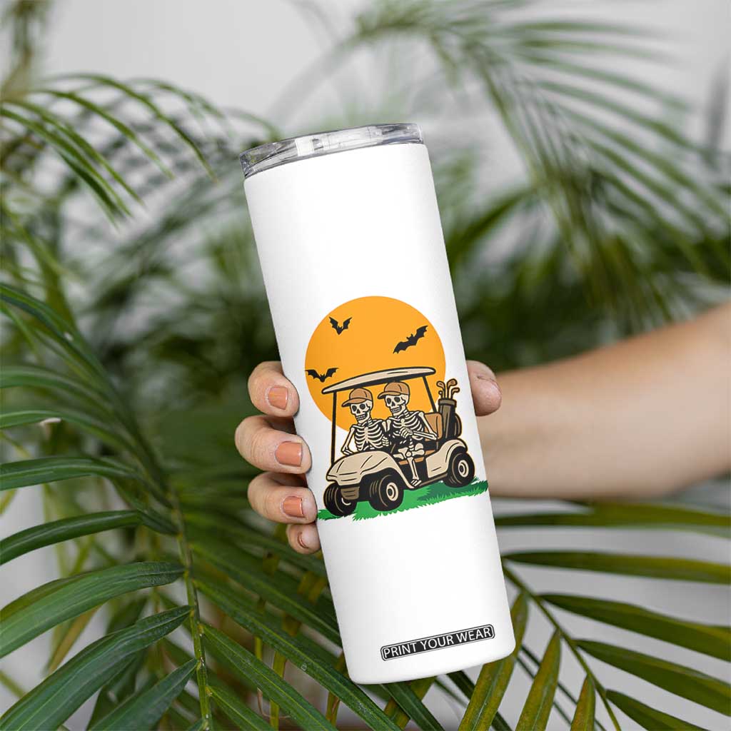 Funny Halloween Gift Skinny Tumbler Skeleton Driving Golf Cart TS12 Print Your Wear