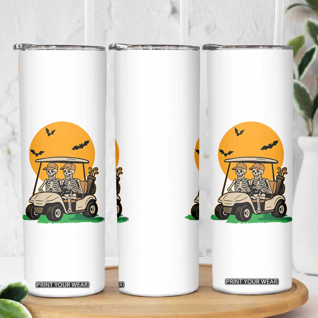 Funny Halloween Gift Skinny Tumbler Skeleton Driving Golf Cart TS12 Print Your Wear