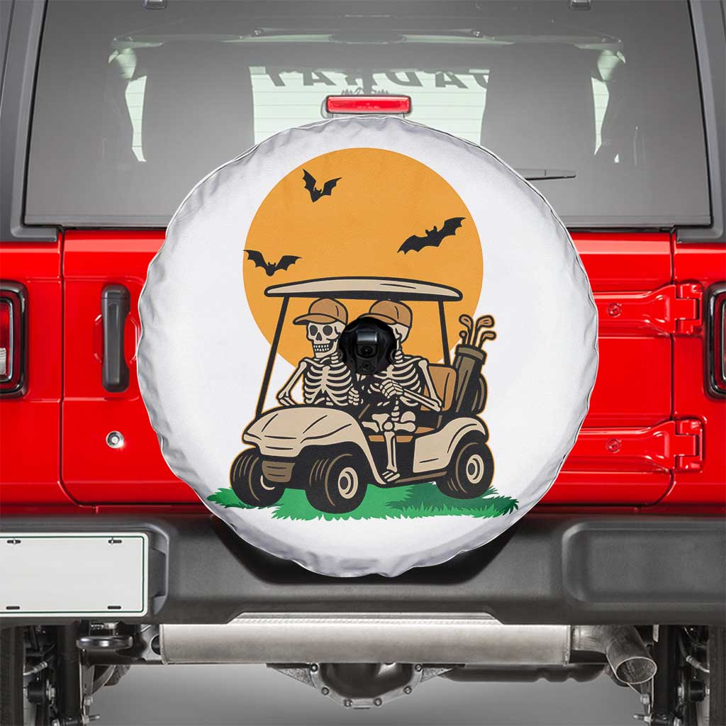 Funny Halloween Gift Spare Tire Cover Skeleton Driving Golf Cart TS12 White Print Your Wear