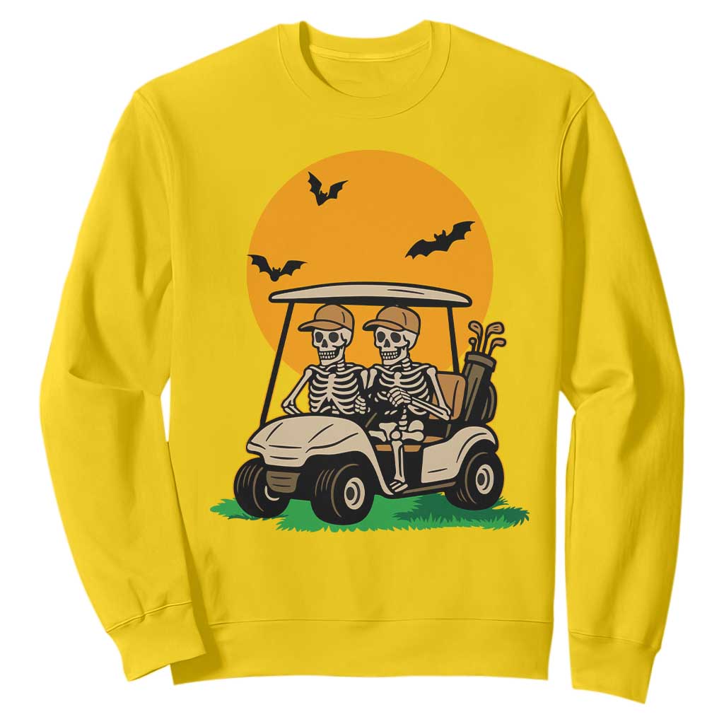 Funny Halloween Gift Sweatshirt Skeleton Driving Golf Cart TS12 Daisy Print Your Wear