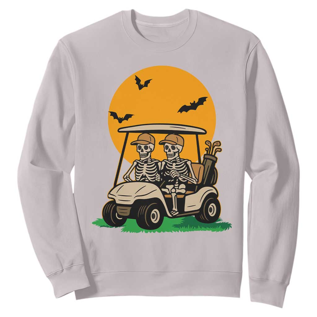 Funny Halloween Gift Sweatshirt Skeleton Driving Golf Cart TS12 Ice Gray Print Your Wear