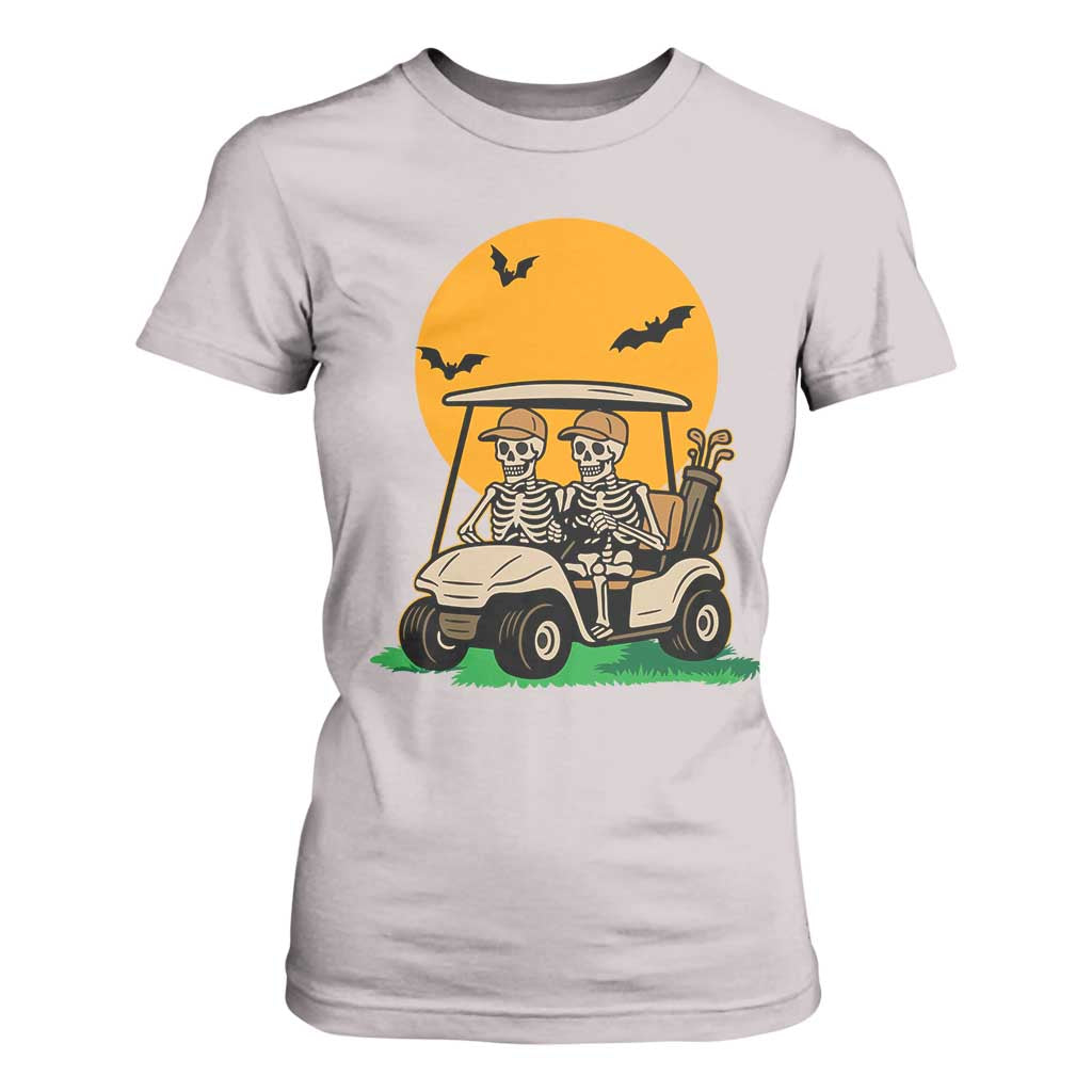 Funny Halloween Gift T Shirt For Women Skeleton Driving Golf Cart TS12 Ice Gray Print Your Wear