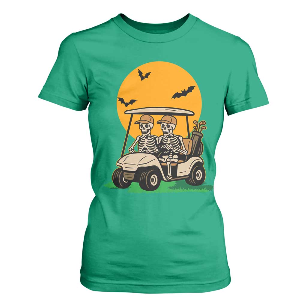 Funny Halloween Gift T Shirt For Women Skeleton Driving Golf Cart TS12 Irish Green Print Your Wear