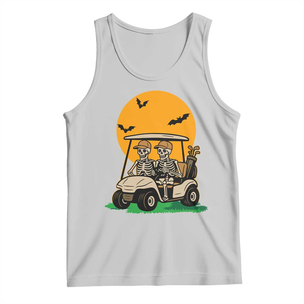 Funny Halloween Gift Tank Top Skeleton Driving Golf Cart TS12 Ash Print Your Wear