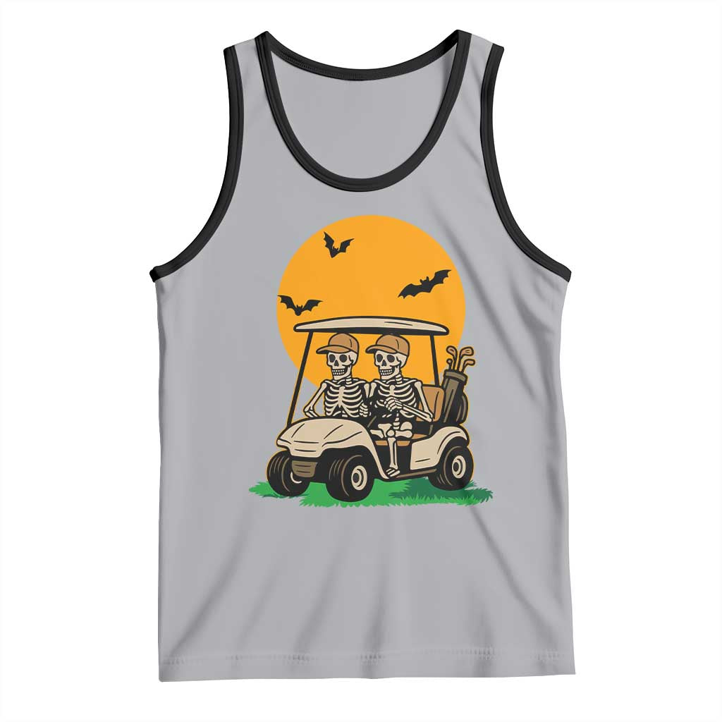 Funny Halloween Gift Tank Top Skeleton Driving Golf Cart TS12 Athletic Heather Black Print Your Wear