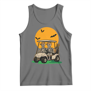 Funny Halloween Gift Tank Top Skeleton Driving Golf Cart TS12 Black Heather Print Your Wear