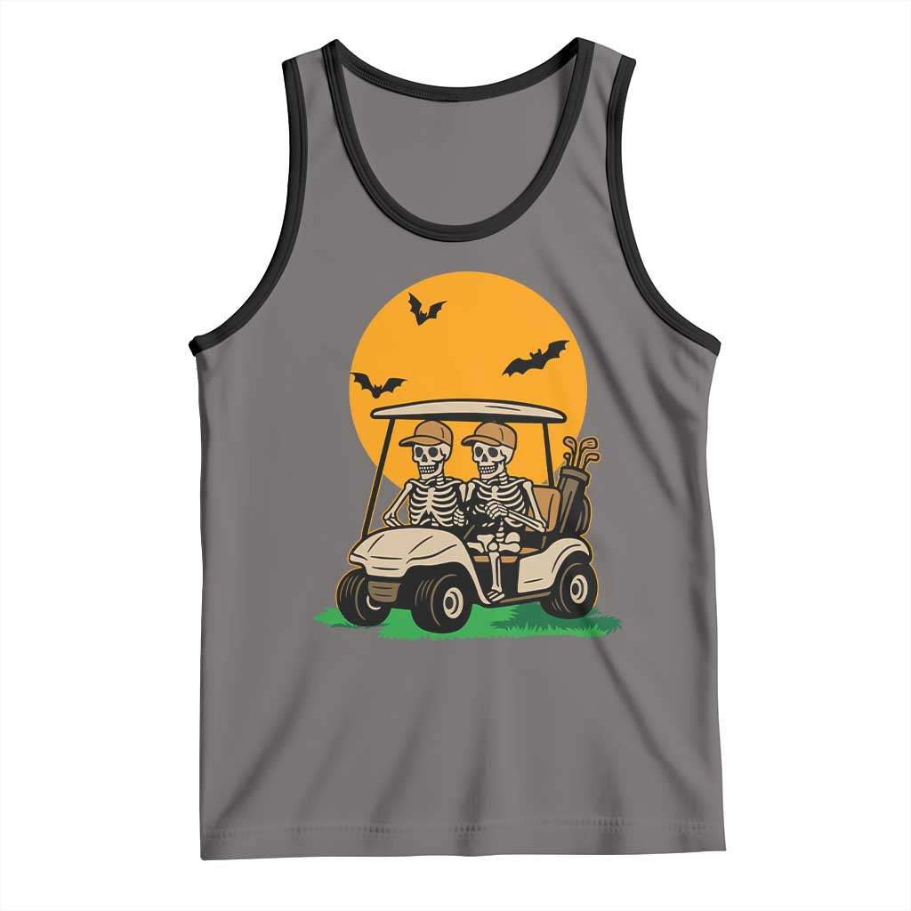 Funny Halloween Gift Tank Top Skeleton Driving Golf Cart TS12 Deep Heather Black Print Your Wear
