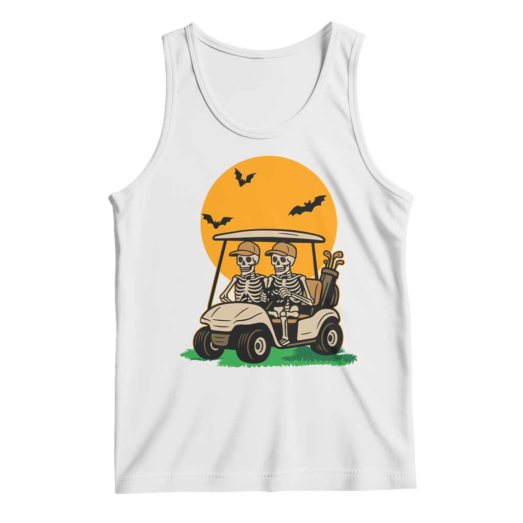 Funny Halloween Gift Tank Top Skeleton Driving Golf Cart TS12 White Print Your Wear