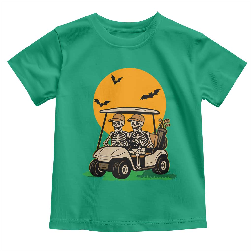 Funny Halloween Gift Toddler T Shirt Skeleton Driving Golf Cart TS12 Irish Green Print Your Wear