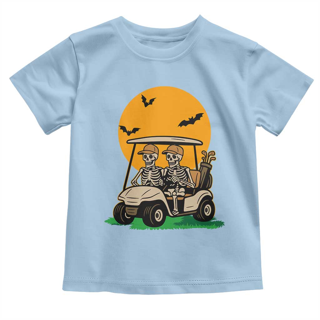 Funny Halloween Gift Toddler T Shirt Skeleton Driving Golf Cart TS12 Light Blue Print Your Wear