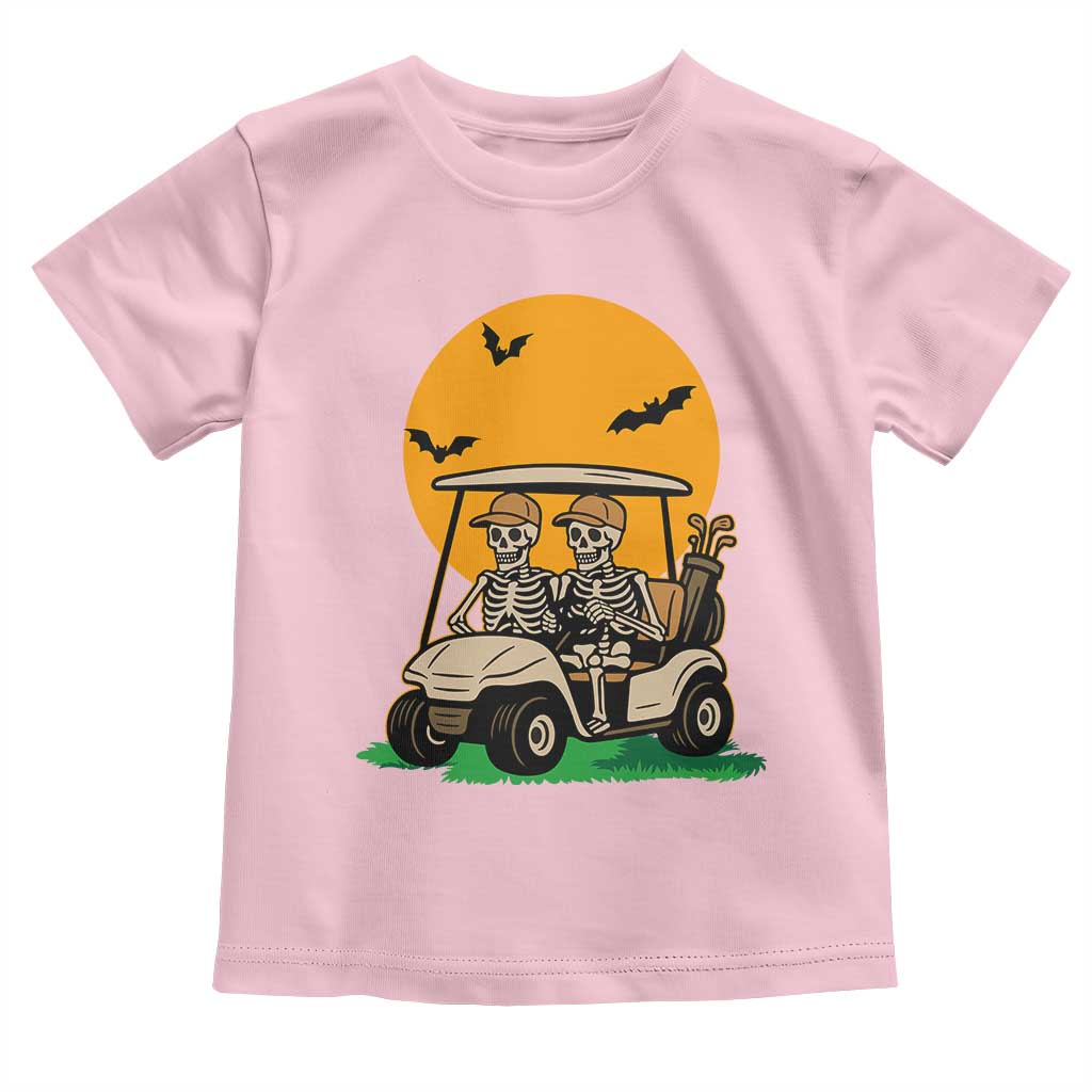 Funny Halloween Gift Toddler T Shirt Skeleton Driving Golf Cart TS12 Light Pink Print Your Wear