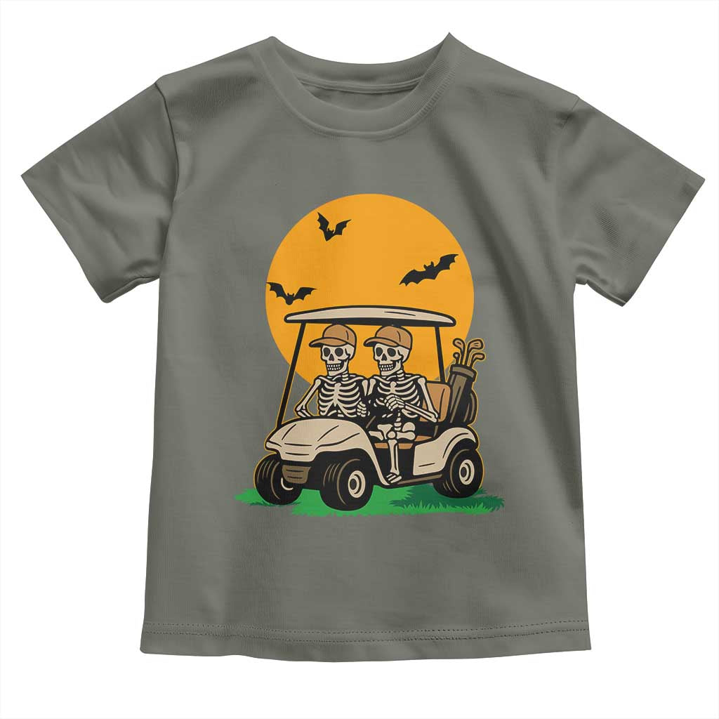 Funny Halloween Gift Toddler T Shirt Skeleton Driving Golf Cart TS12 Military Green Print Your Wear