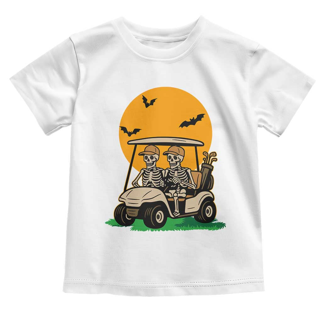 Funny Halloween Gift Toddler T Shirt Skeleton Driving Golf Cart TS12 White Print Your Wear