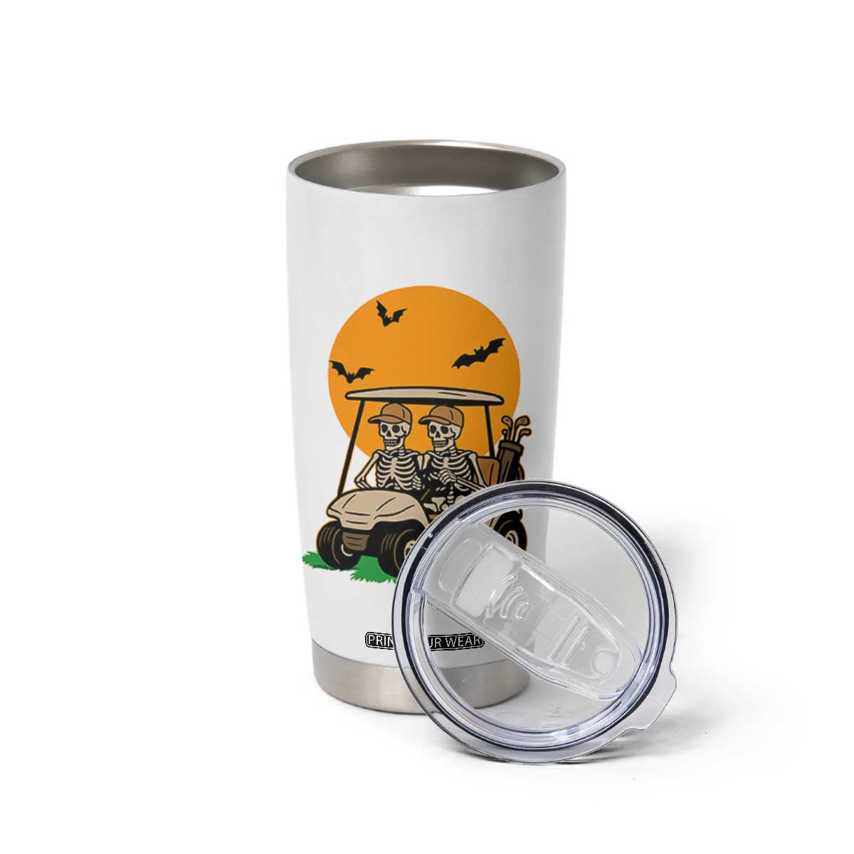 Funny Halloween Gift Tumbler Cup Skeleton Driving Golf Cart TS12 Print Your Wear
