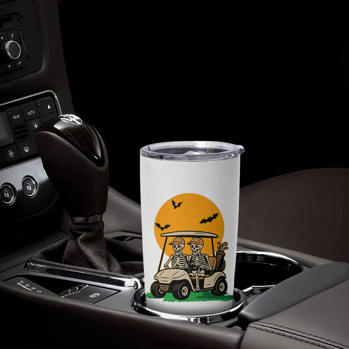 Funny Halloween Gift Tumbler Cup Skeleton Driving Golf Cart TS12 Print Your Wear
