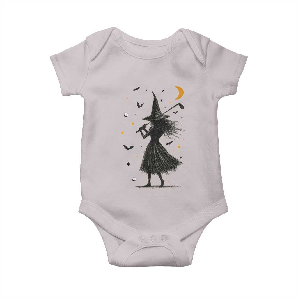 Halloween Sports Gift Baby Onesie Creepy Witch With Golf Club TS12 Ice Gray Print Your Wear