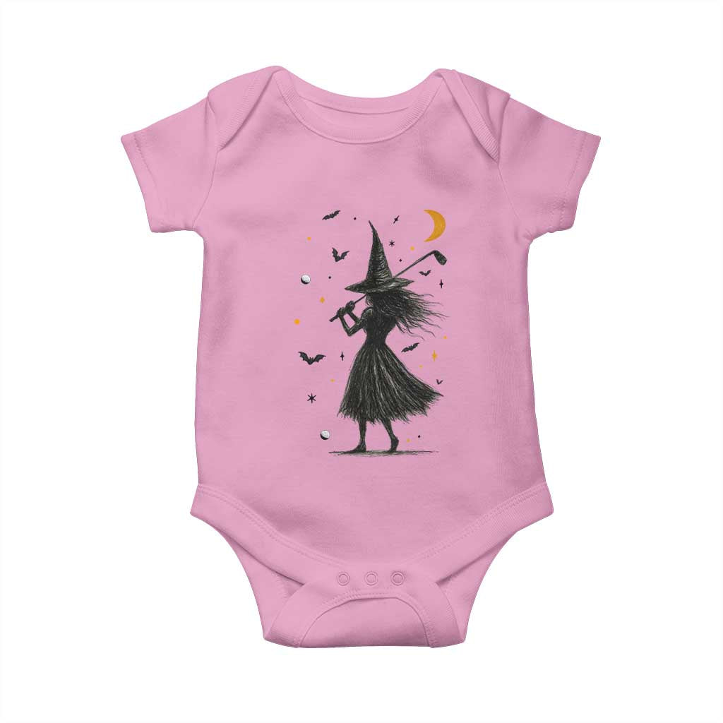 Halloween Sports Gift Baby Onesie Creepy Witch With Golf Club TS12 Light Pink Print Your Wear