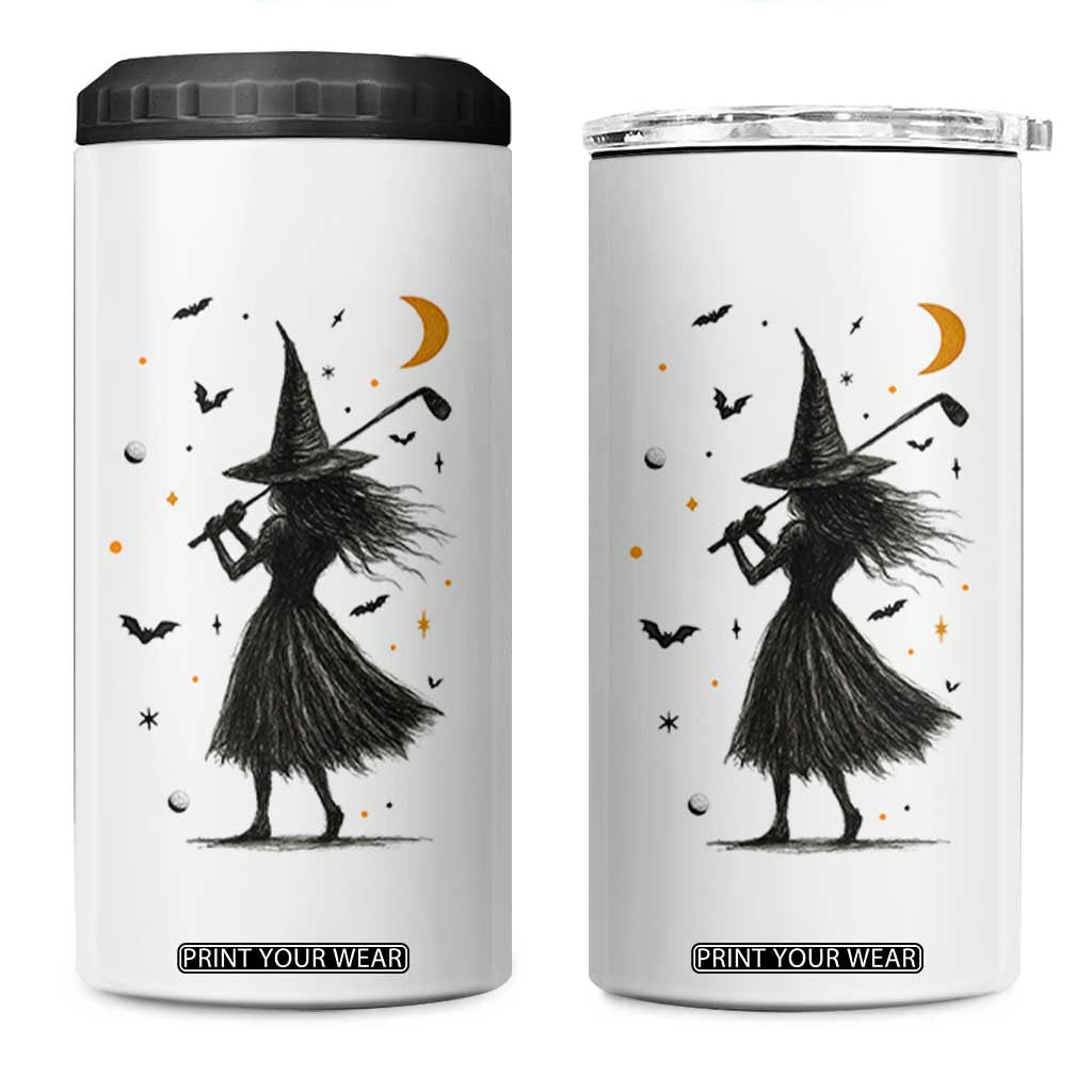 Halloween Sports Gift 4 in 1 Can Cooler Tumbler Creepy Witch With Golf Club TS12 One Size: 16 oz White Print Your Wear