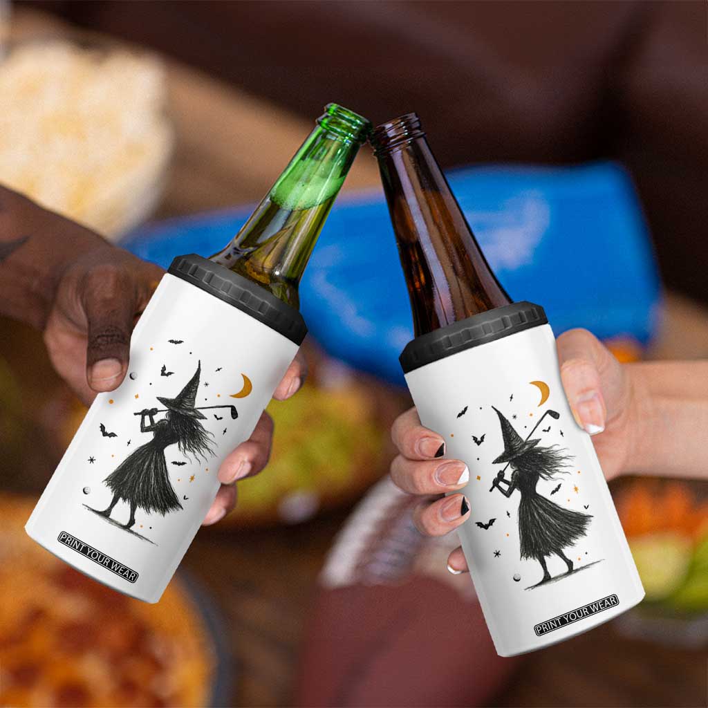 Halloween Sports Gift 4 in 1 Can Cooler Tumbler Creepy Witch With Golf Club TS12 Print Your Wear
