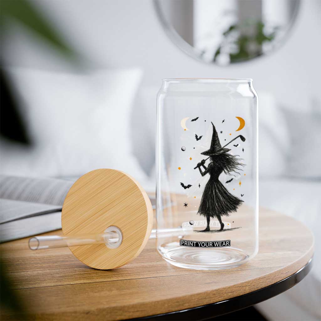 Halloween Sports Gift Glass Can Creepy Witch With Golf Club TS12 Print Your Wear