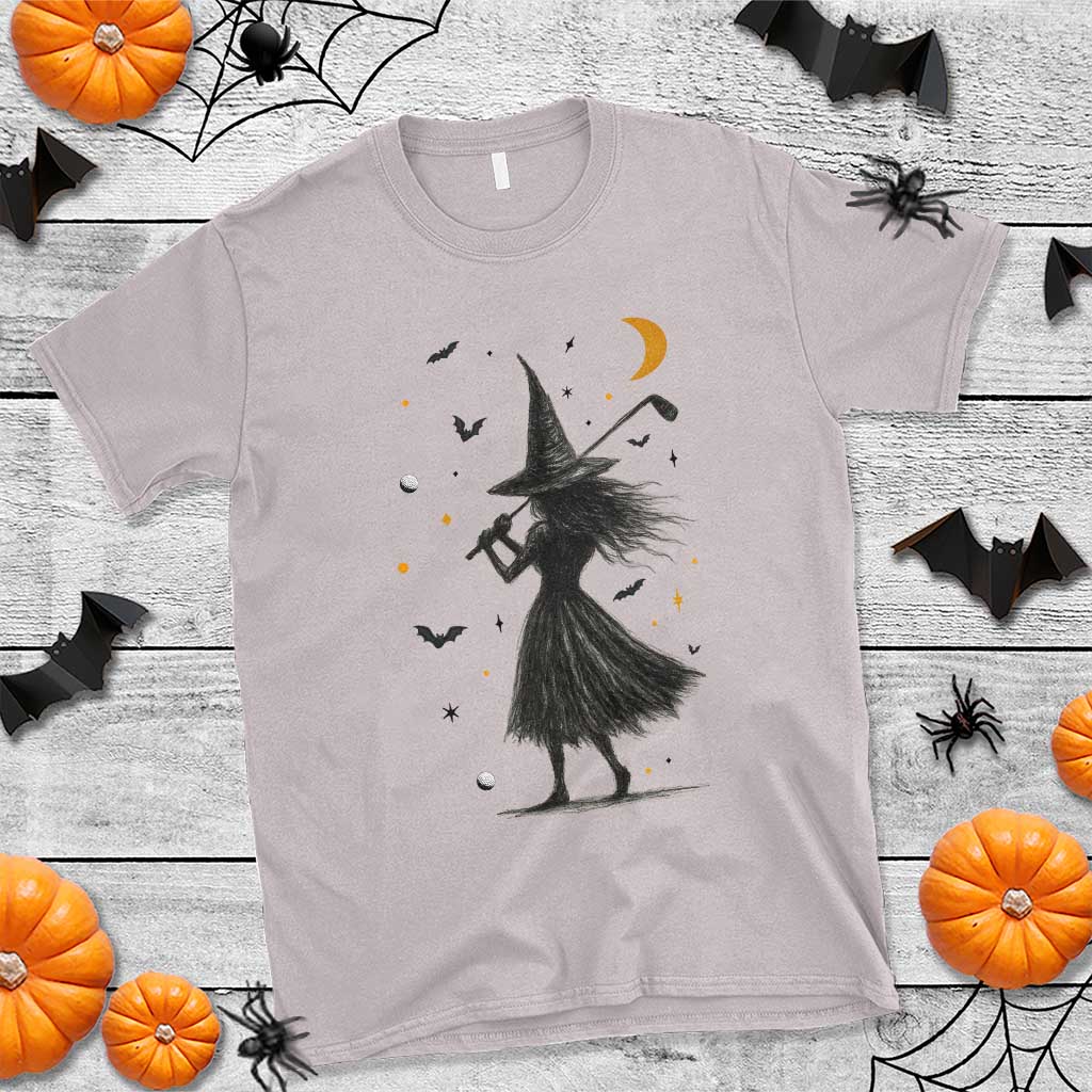 Halloween Sports Gift T Shirt Creepy Witch With Golf Club TS12 Ice Gray Print Your Wear