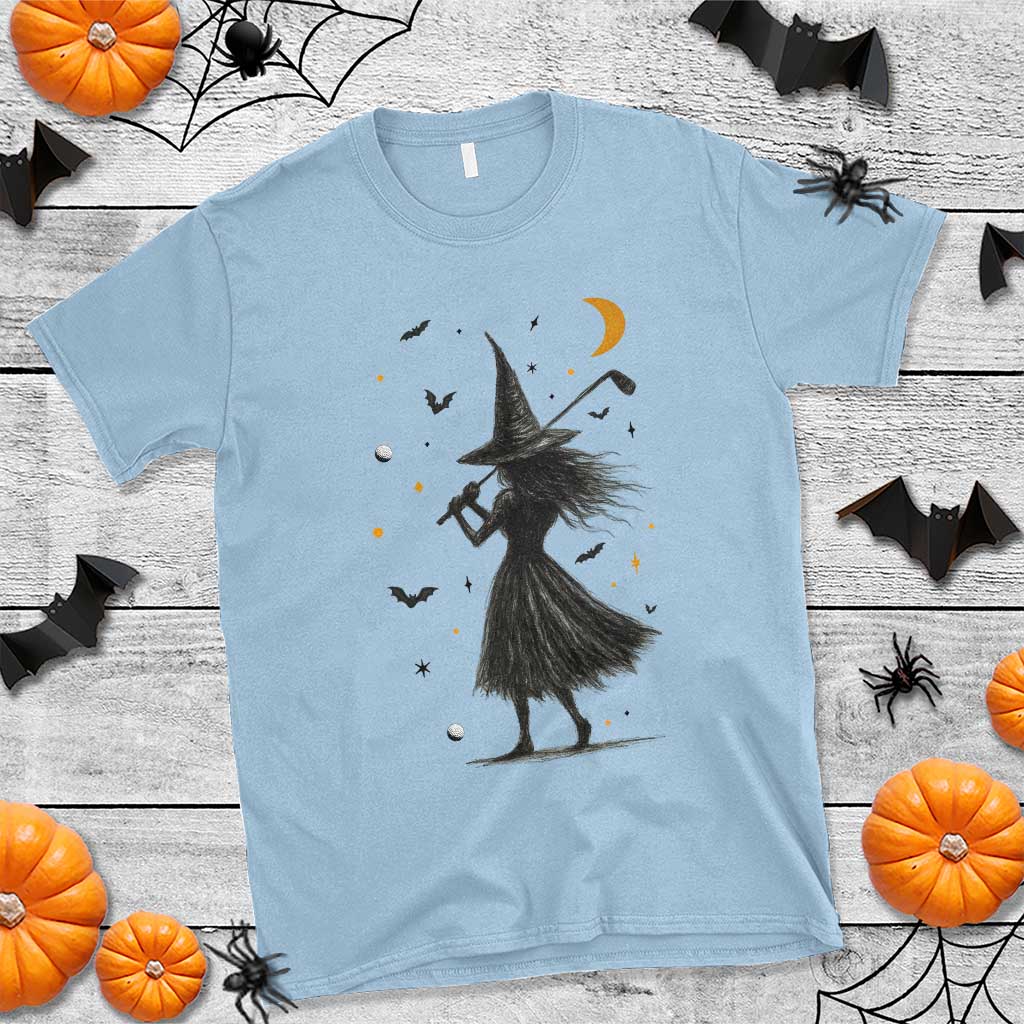 Halloween Sports Gift T Shirt Creepy Witch With Golf Club TS12 Light Blue Print Your Wear