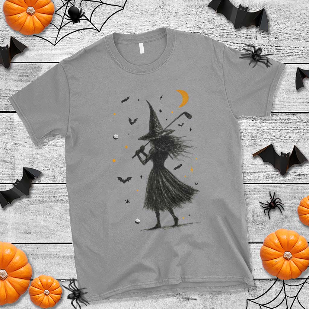 Halloween Sports Gift T Shirt Creepy Witch With Golf Club TS12 Sport Gray Print Your Wear
