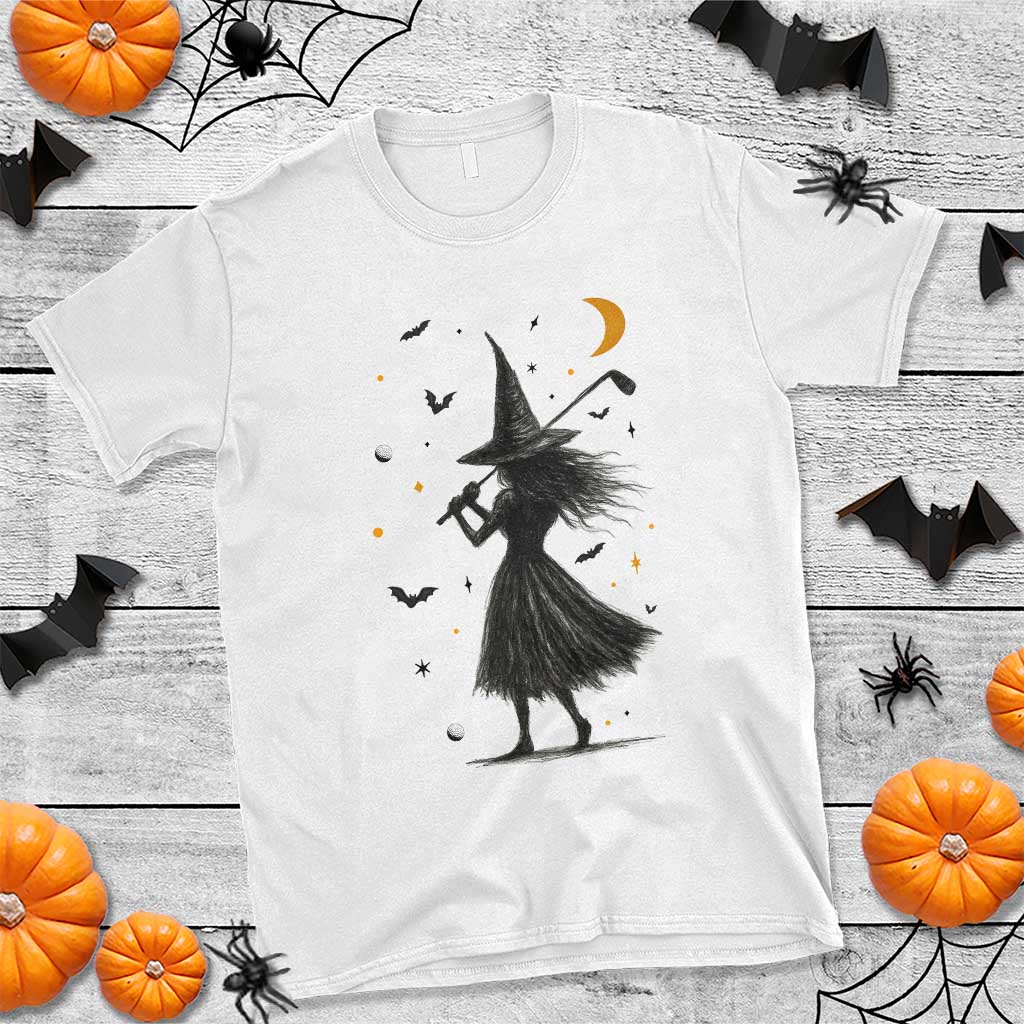 Halloween Sports Gift T Shirt Creepy Witch With Golf Club TS12 White Print Your Wear