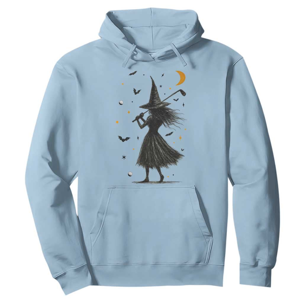 Halloween Sports Gift Hoodie Creepy Witch With Golf Club TS12 Light Blue Print Your Wear
