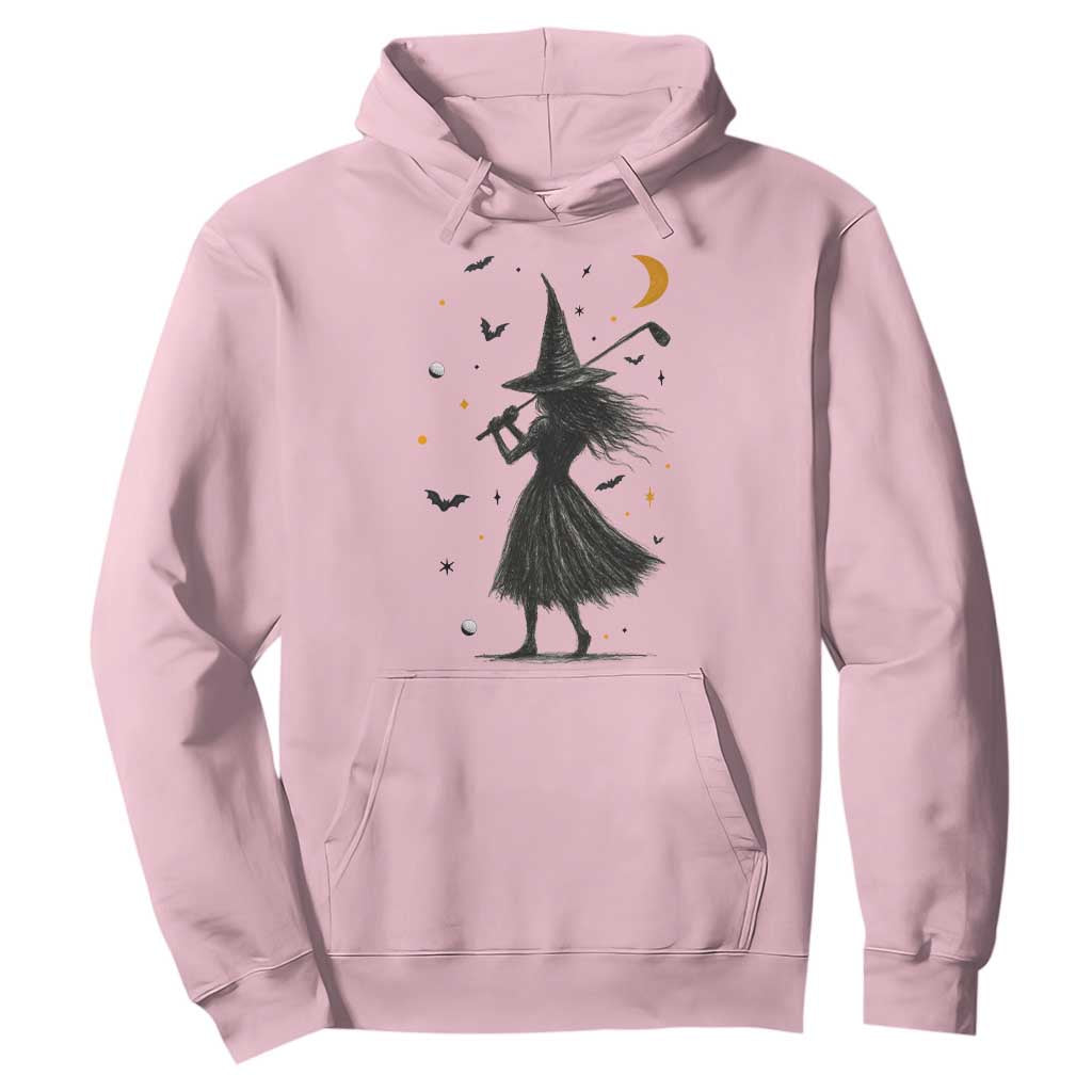 Halloween Sports Gift Hoodie Creepy Witch With Golf Club TS12 Light Pink Print Your Wear
