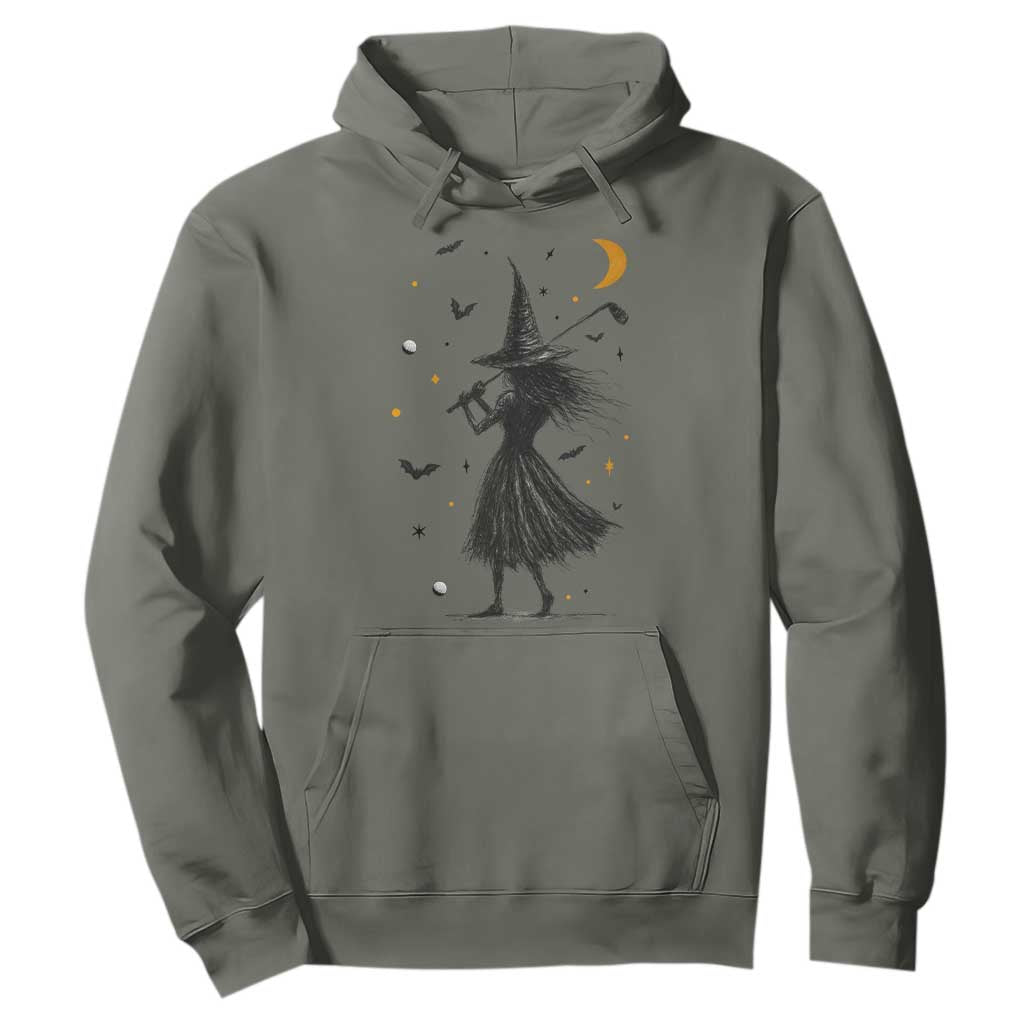 Halloween Sports Gift Hoodie Creepy Witch With Golf Club TS12 Military Green Print Your Wear