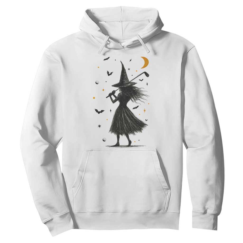 Halloween Sports Gift Hoodie Creepy Witch With Golf Club TS12 White Print Your Wear